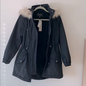 Petite Faux Fur Hooded Water Resistant Parka
